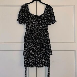 Floral Print Sweetheart Sleeve Mini Dress